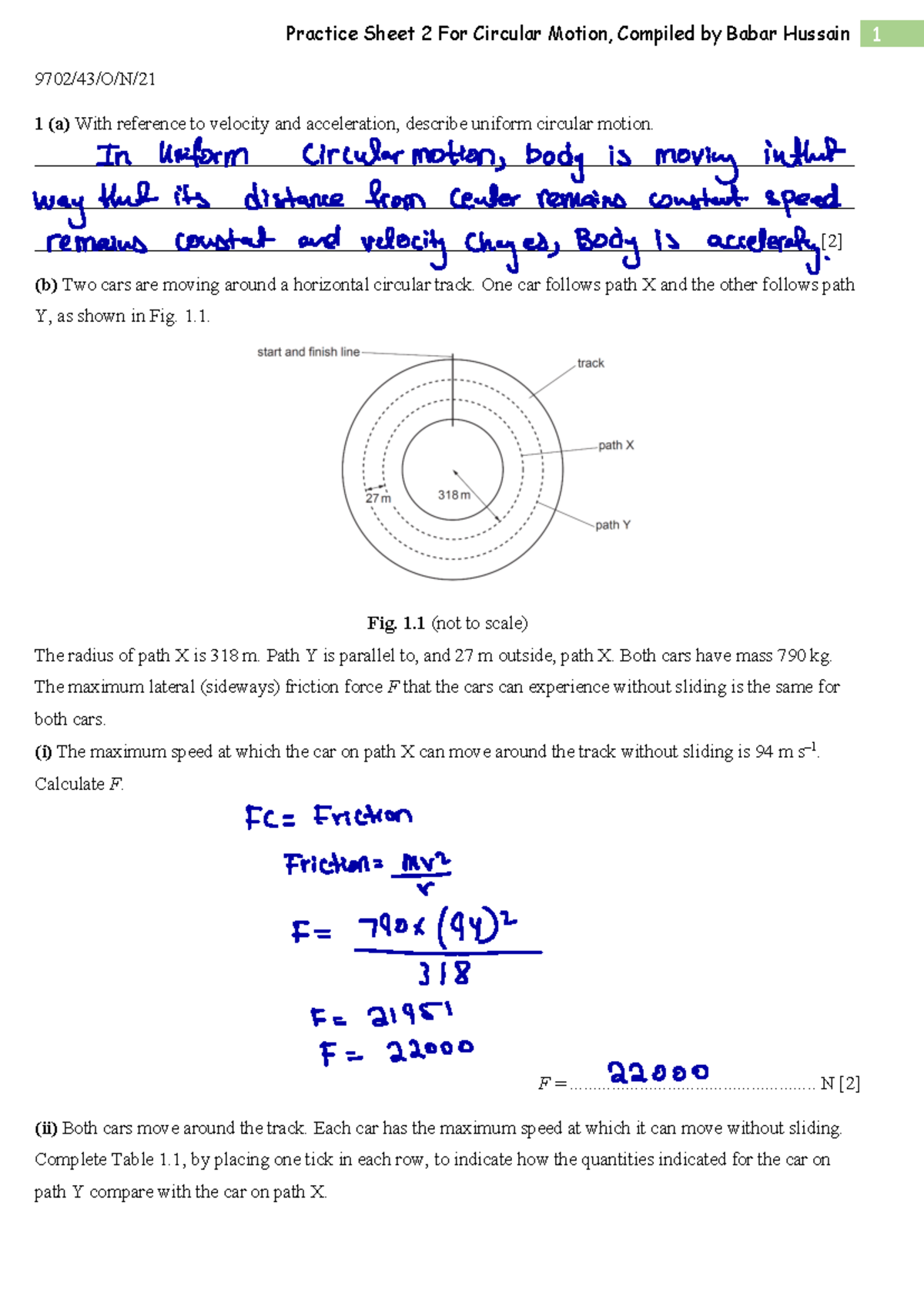 9702 Circular Motion Past Paper Analysis and Solutions - Studocu