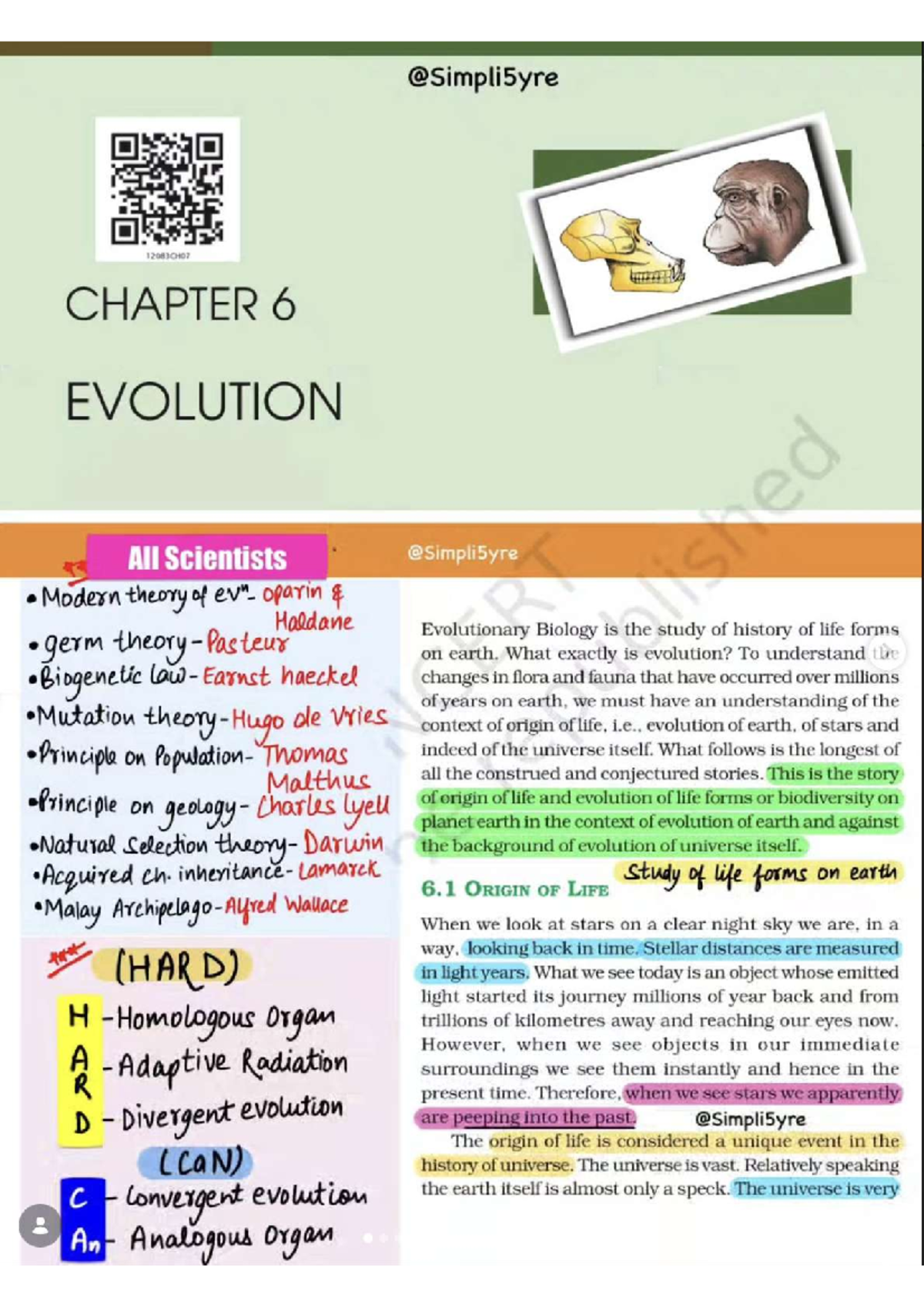 12083CH07 CHAPTER 6: EVOLUTION AND THE ORIGIN OF LIFE - Studocu