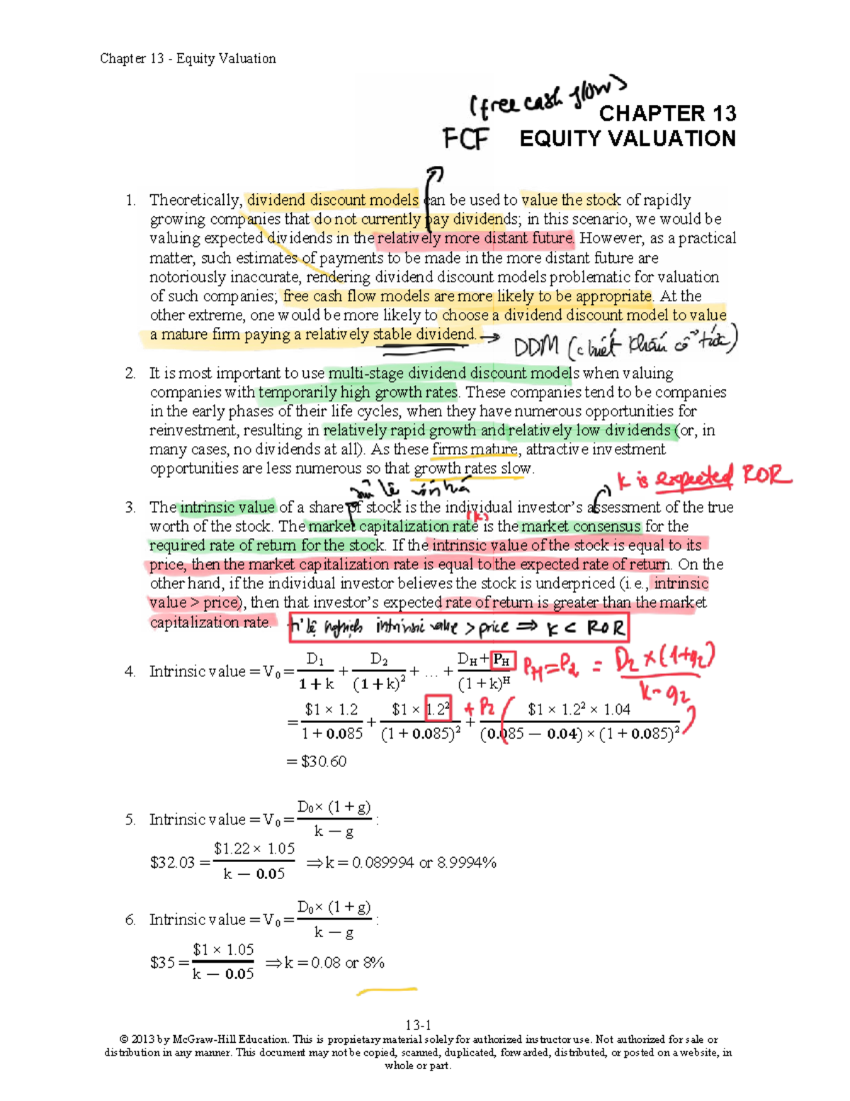 Chapter 13 Equity Valuation: Key Concepts and Models in Finance - Studocu