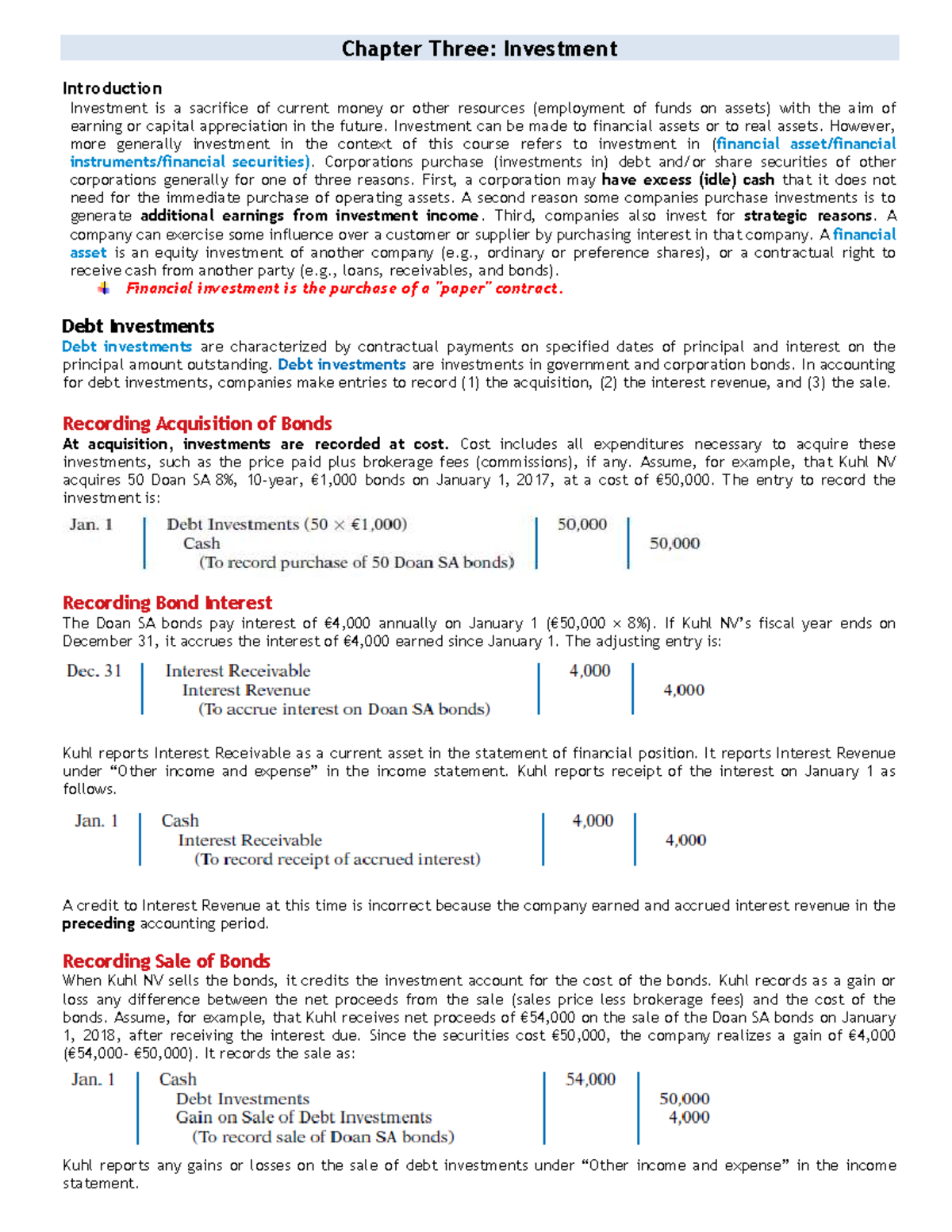 FA-II Chapter 3: Introduction to Investment and Debt Securities - Studocu