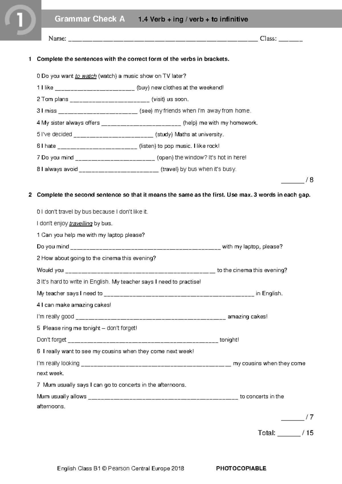 ECB1 Grammar Check: Verb Forms and Sentence Completion - Studocu