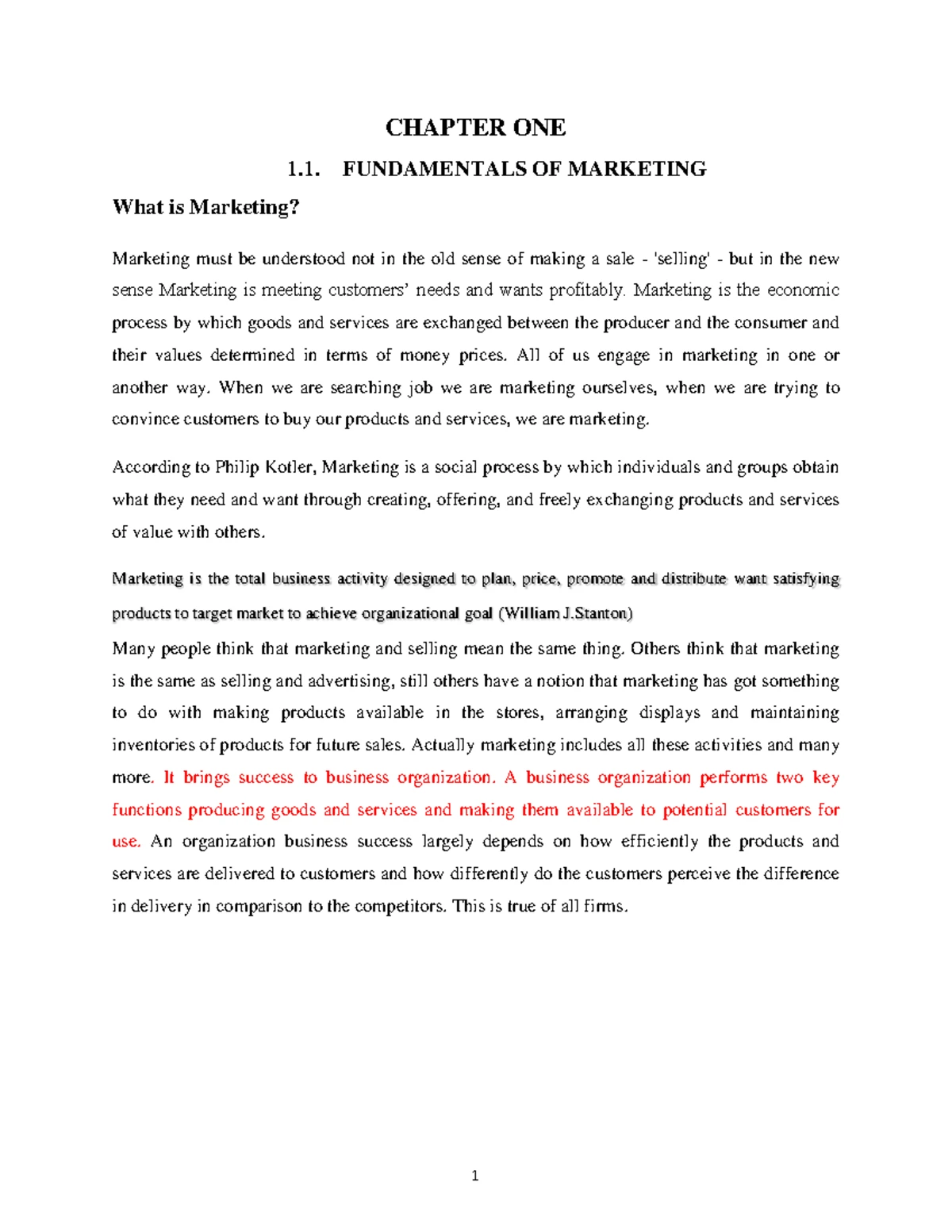 Marketing Overview and Management Insights - MKT 101 Chapter 1 - Studocu