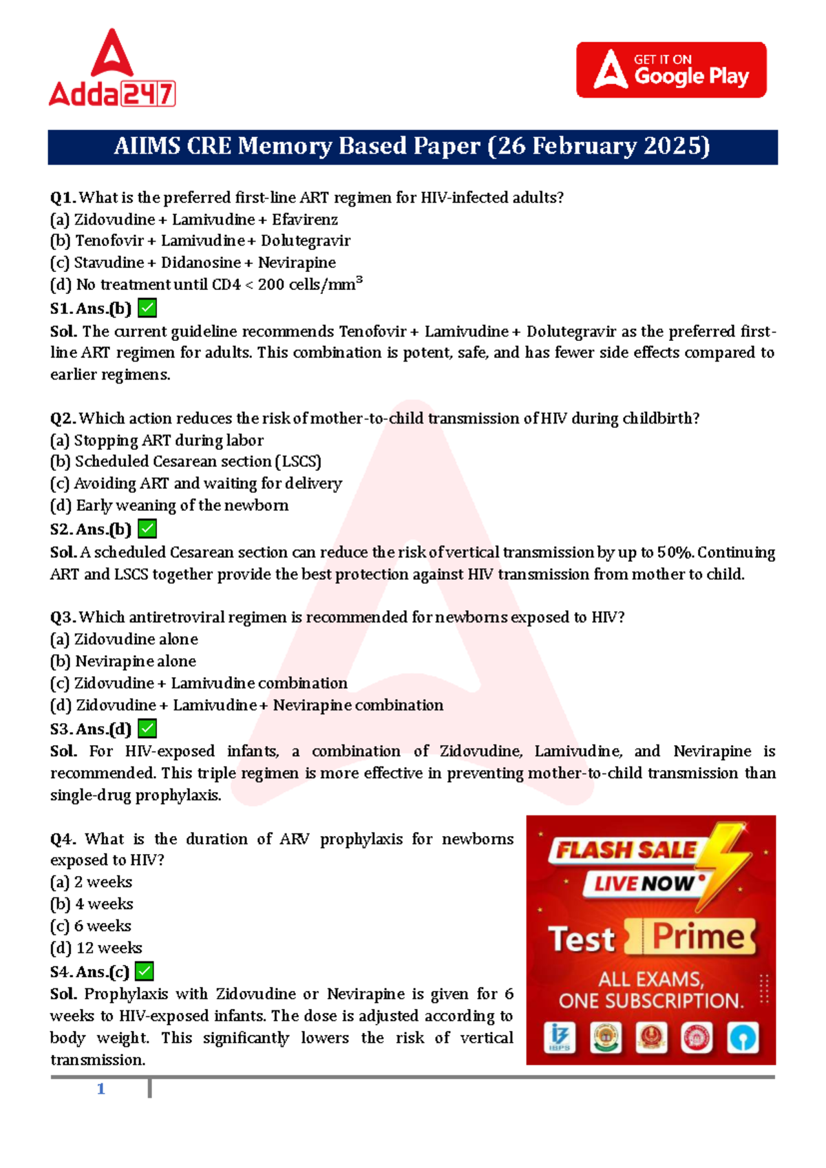 AIIMS CRE Final Exam Memory Based Paper - 26 February 2025 - Studocu