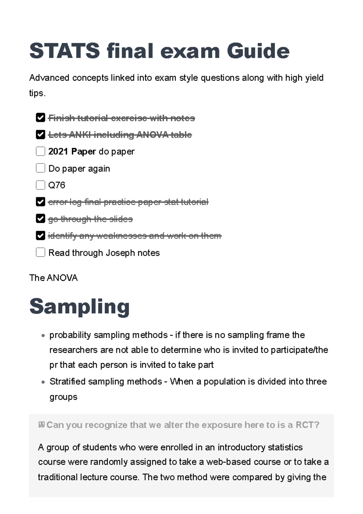 STATS 101 Final Exam Review Guide: Key Concepts and Tips - Studocu