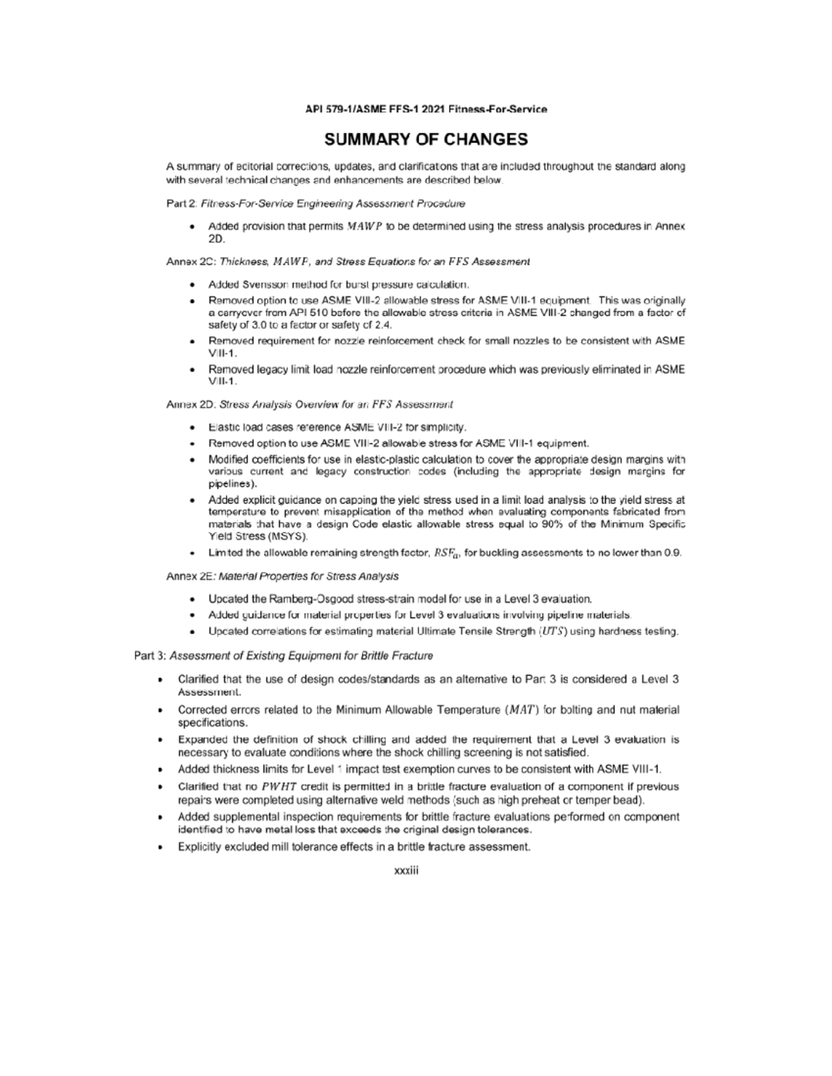 API 579-1 ASME FFS-1 2021 Summary of Key Changes and Updates - Studocu