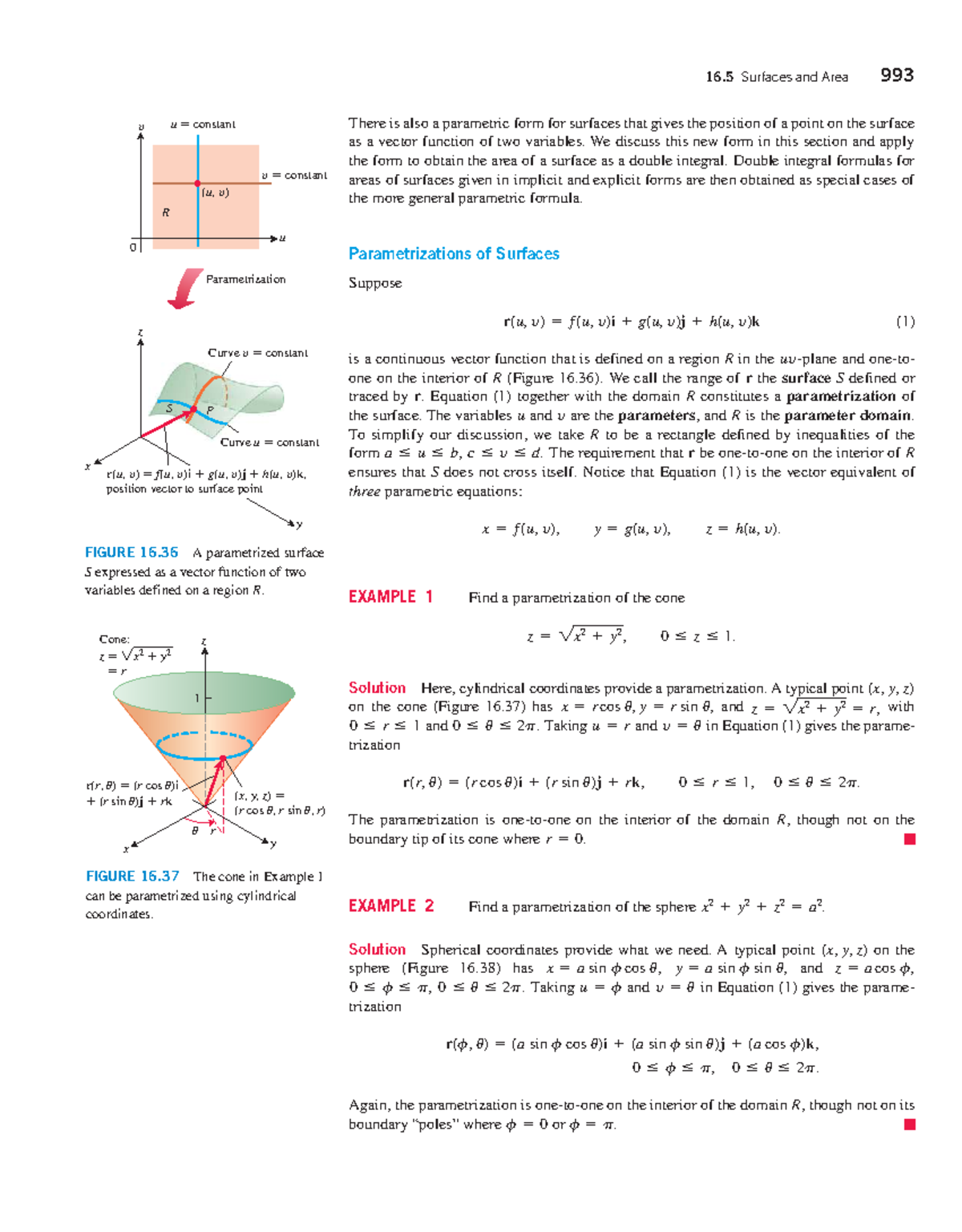 Parametrization of Surfaces: Double Integrals in Thomas Calculus (16.5 ...