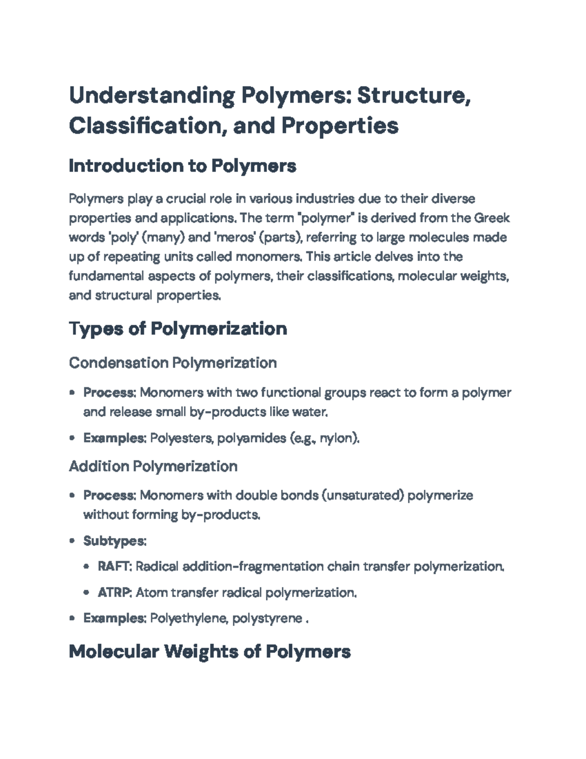 Understanding Polymers: Structure, Classification, and Properties ...