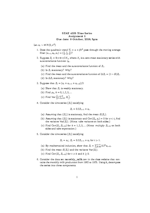 Time series - STAT4005 - Studocu