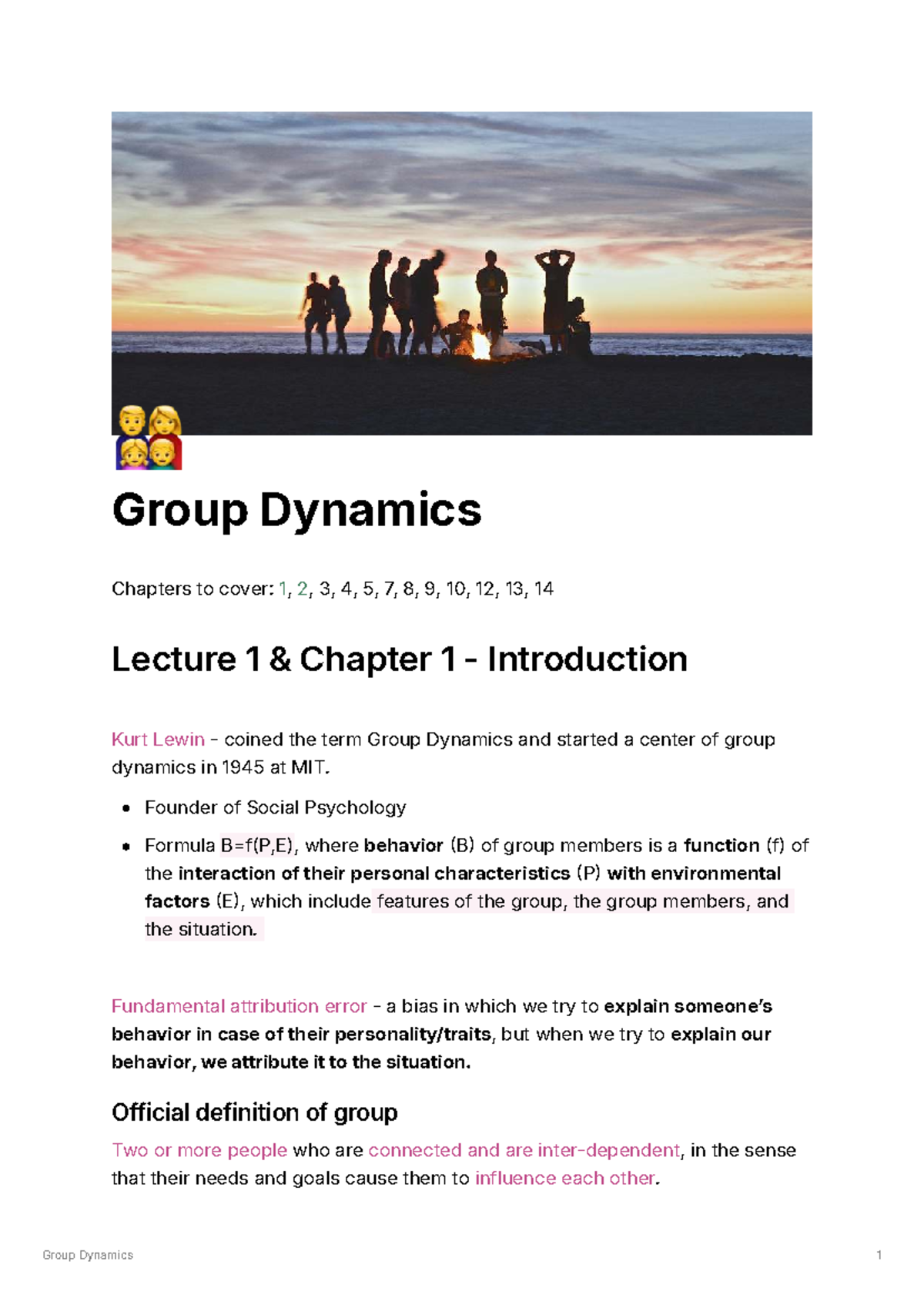 Group Dynamics GD Lecture Notes: Key Concepts and Theories - Studeersnel