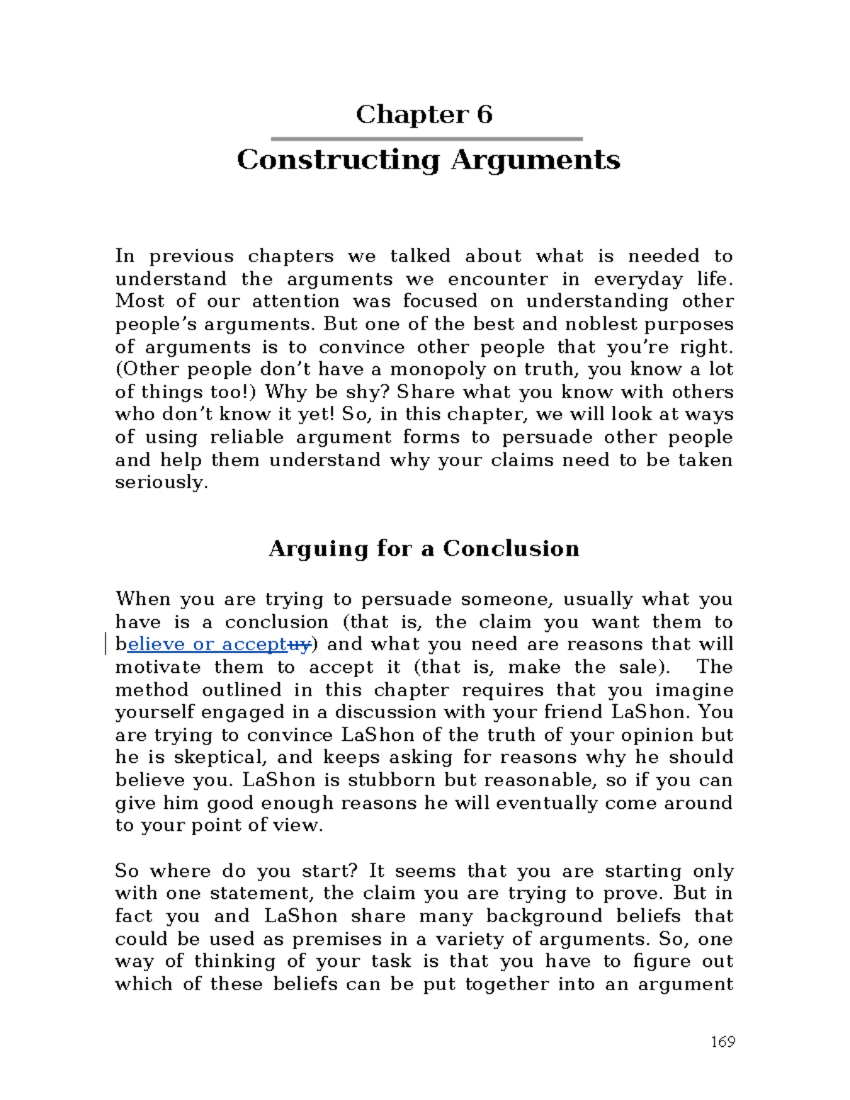 Chapter 6 - Constructing Arguments - Chapter 6 Constructing Arguments ...