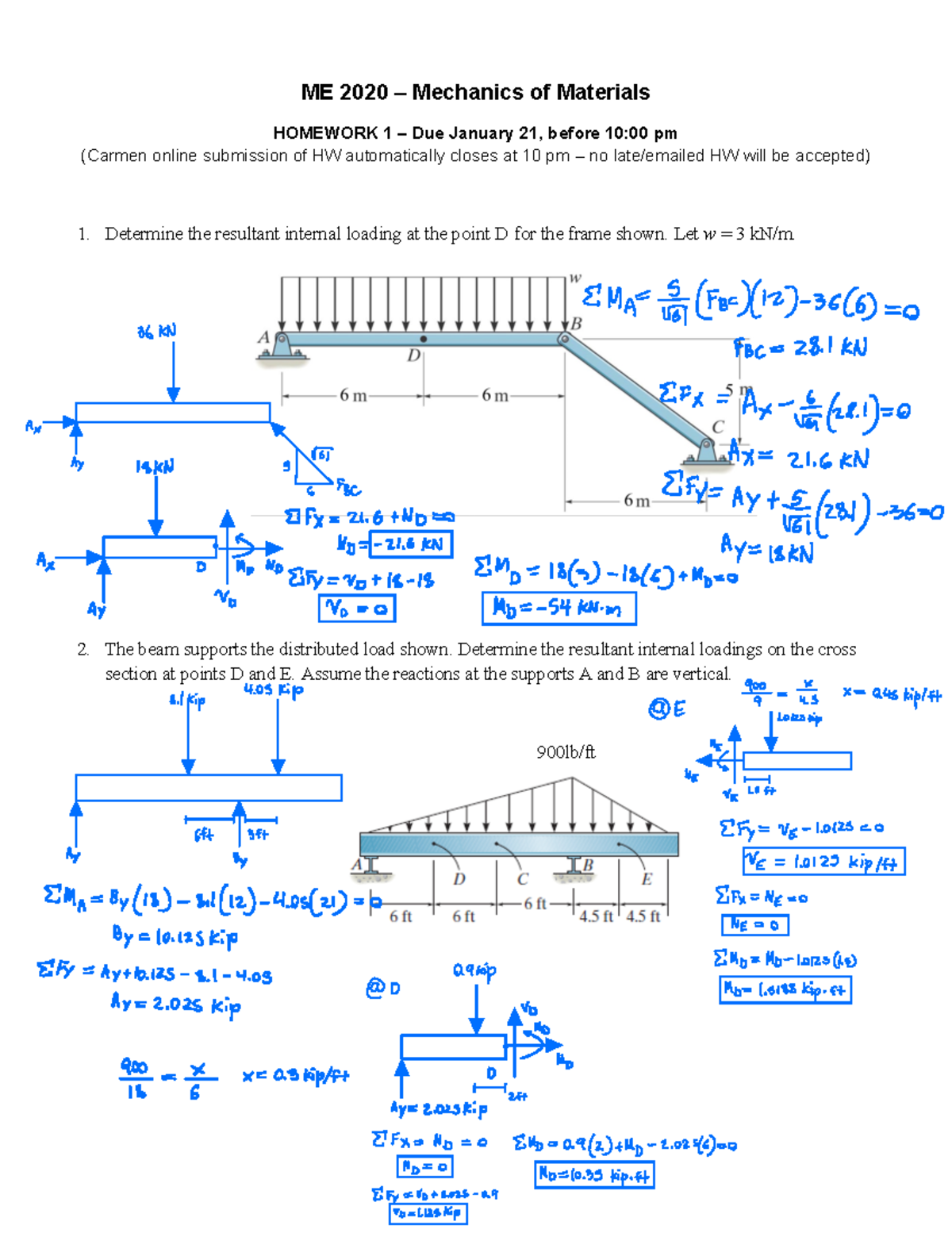 HW1 - ME 2020 Mechanics of Materials Homework Assignment - Studocu