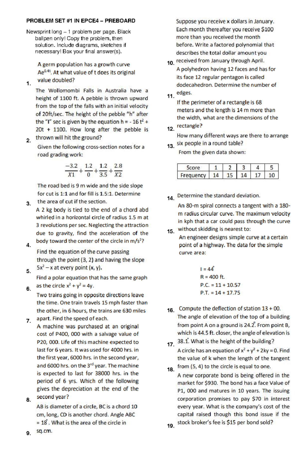 EPCE4 PS1 - Notes - Civil Engineering - PROBLEM SET #1 IN EPCE4 ...