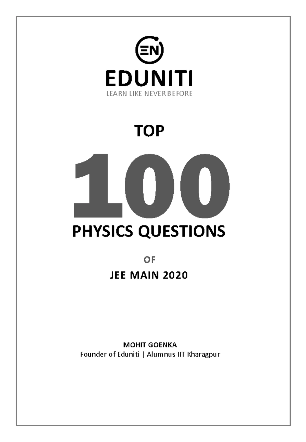 Top 200 Selected Physics Questions for JEE Main 2022 - Studocu