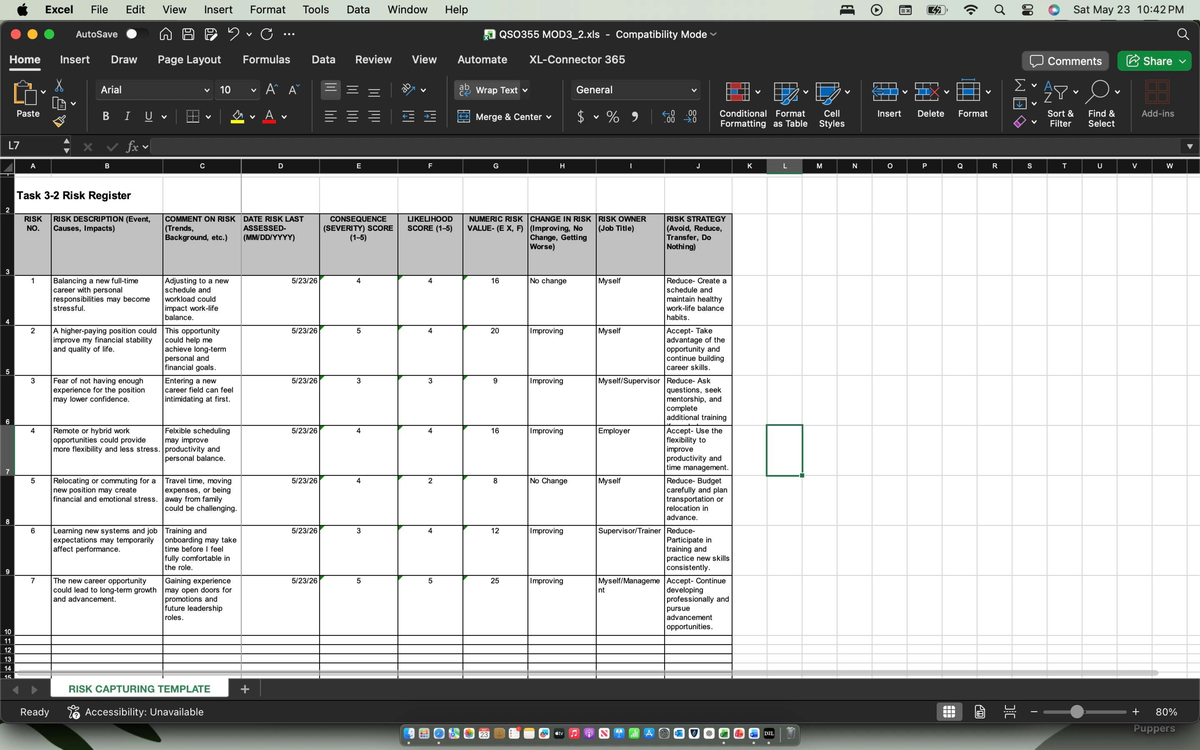 QSO355 Module 3-2 Activity: Risk Register Template Analysis - Studocu