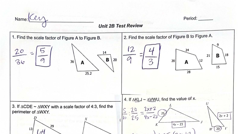 KEY Unit 2B Test Review - Geometry Concepts and Scale Factors - Studocu