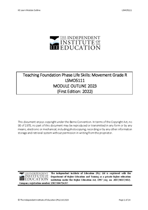 [Solved] Apply to Grade R movement teaching by providing real or - Life ...