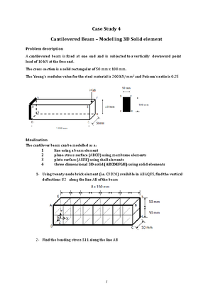 Shell element - Summary - Case Study 3 Cantilevered Beam – Modelling ...