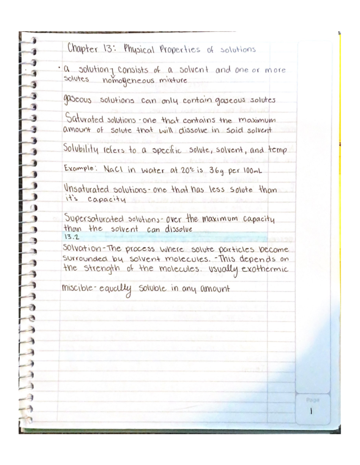 Chem 101 Final Exam: Class Notes on Solutions & Acids Concept - Studocu