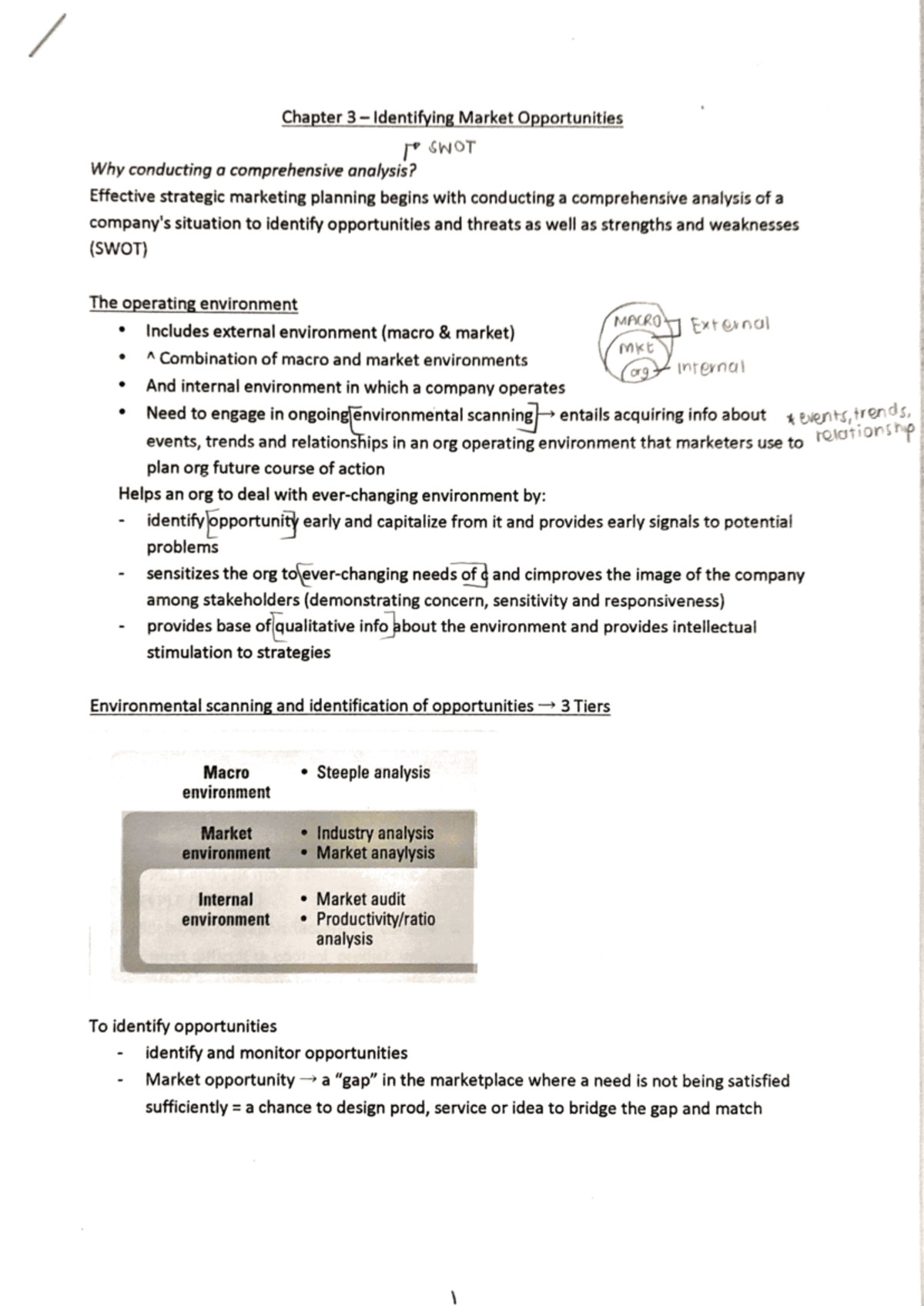Chapter 3 - Summary of Marketing Management Opportunities and Threats ...