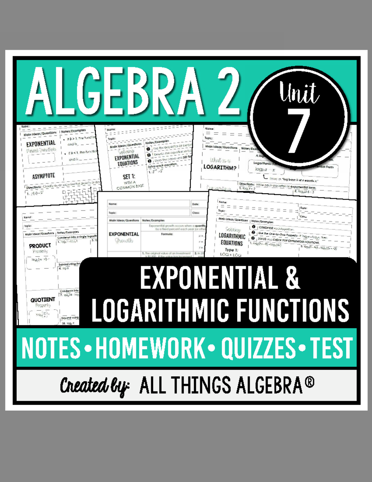 ALGEBRA 2 Unit 7: Exponential & Logarithmic Functions Notes - Studocu