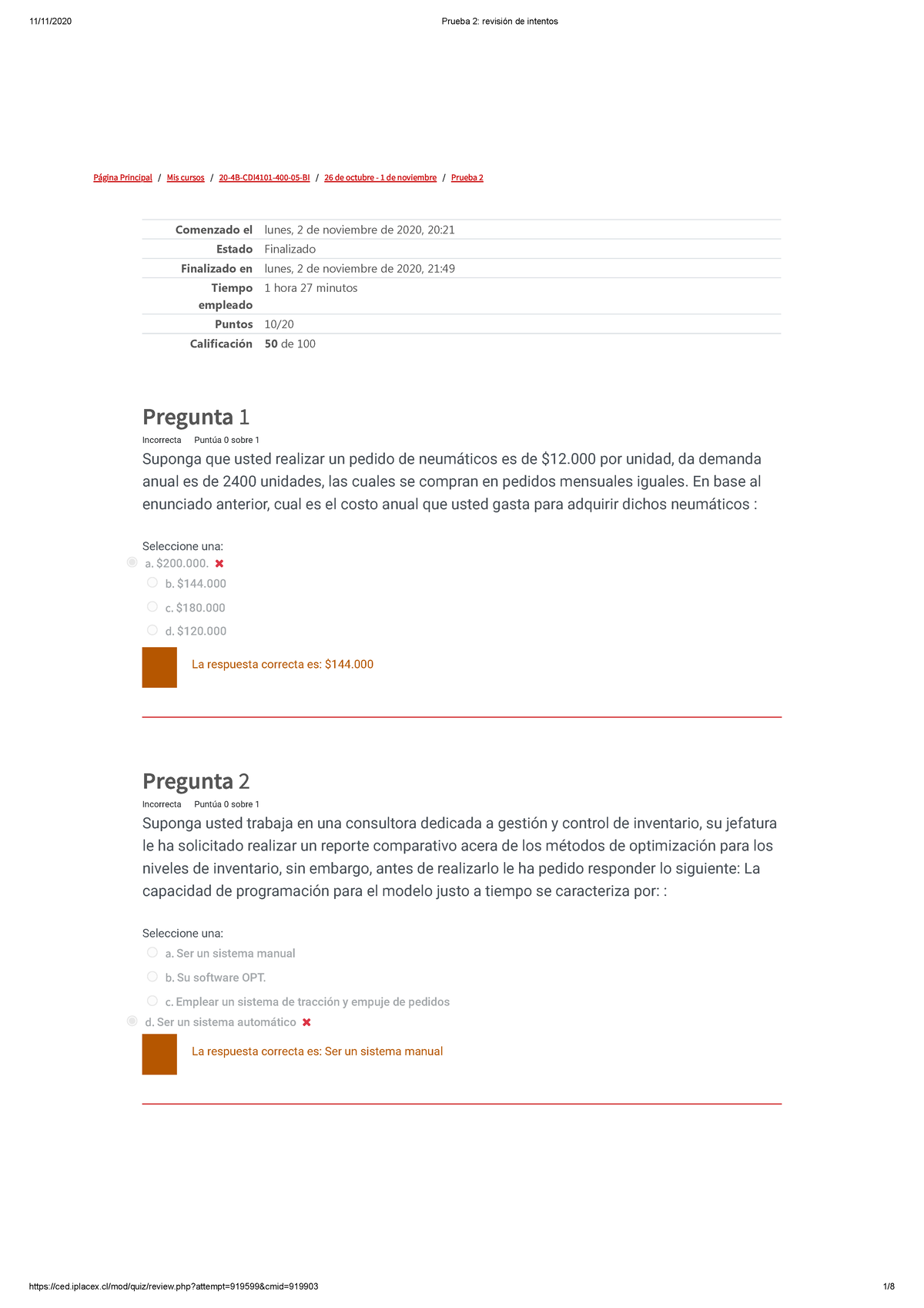 Prueba 2: Control de Inventarios - CDI4101 Final Exam Insights - Studocu