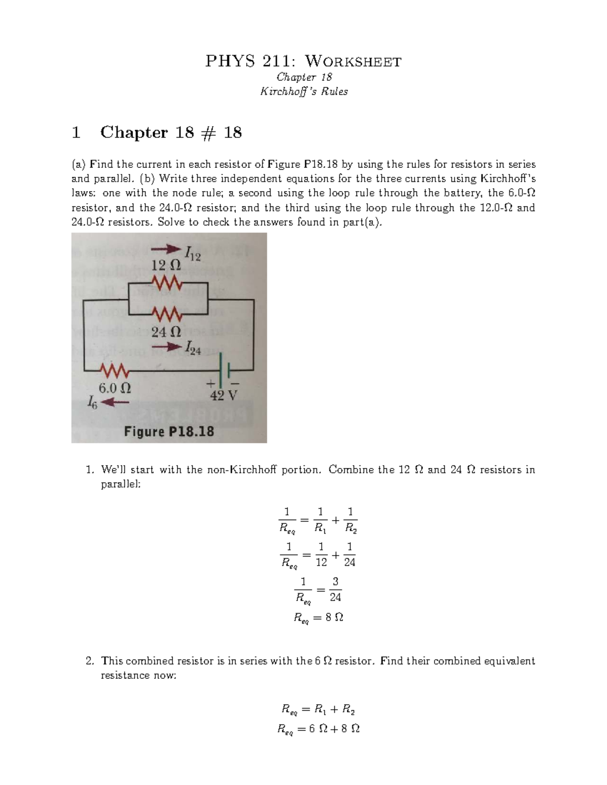 PHYS 211 Final Exam Solutions for Chapter 18 Kirchhoff’s Rules - Studocu