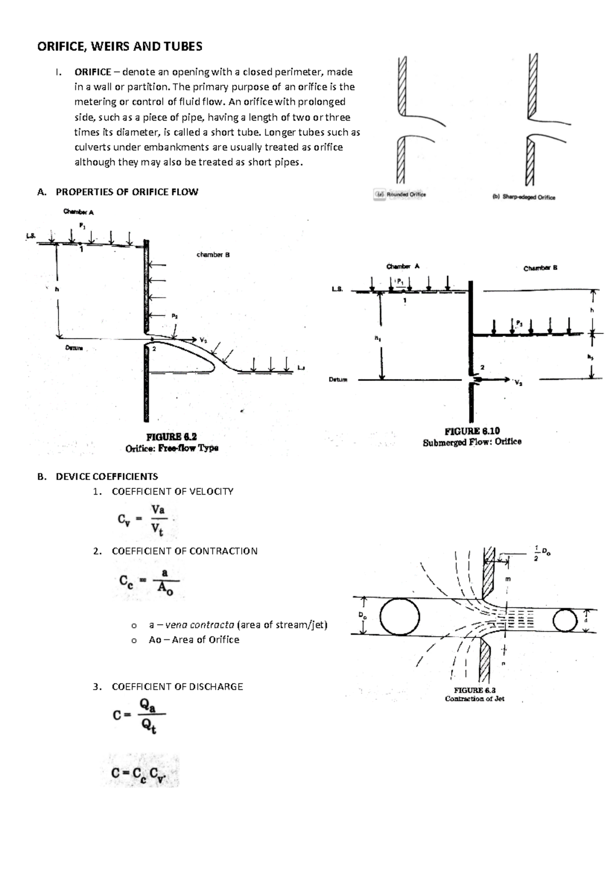 ORF 101 - Lecture on Orifices, Weirs, and Tubes Essentials - Studocu