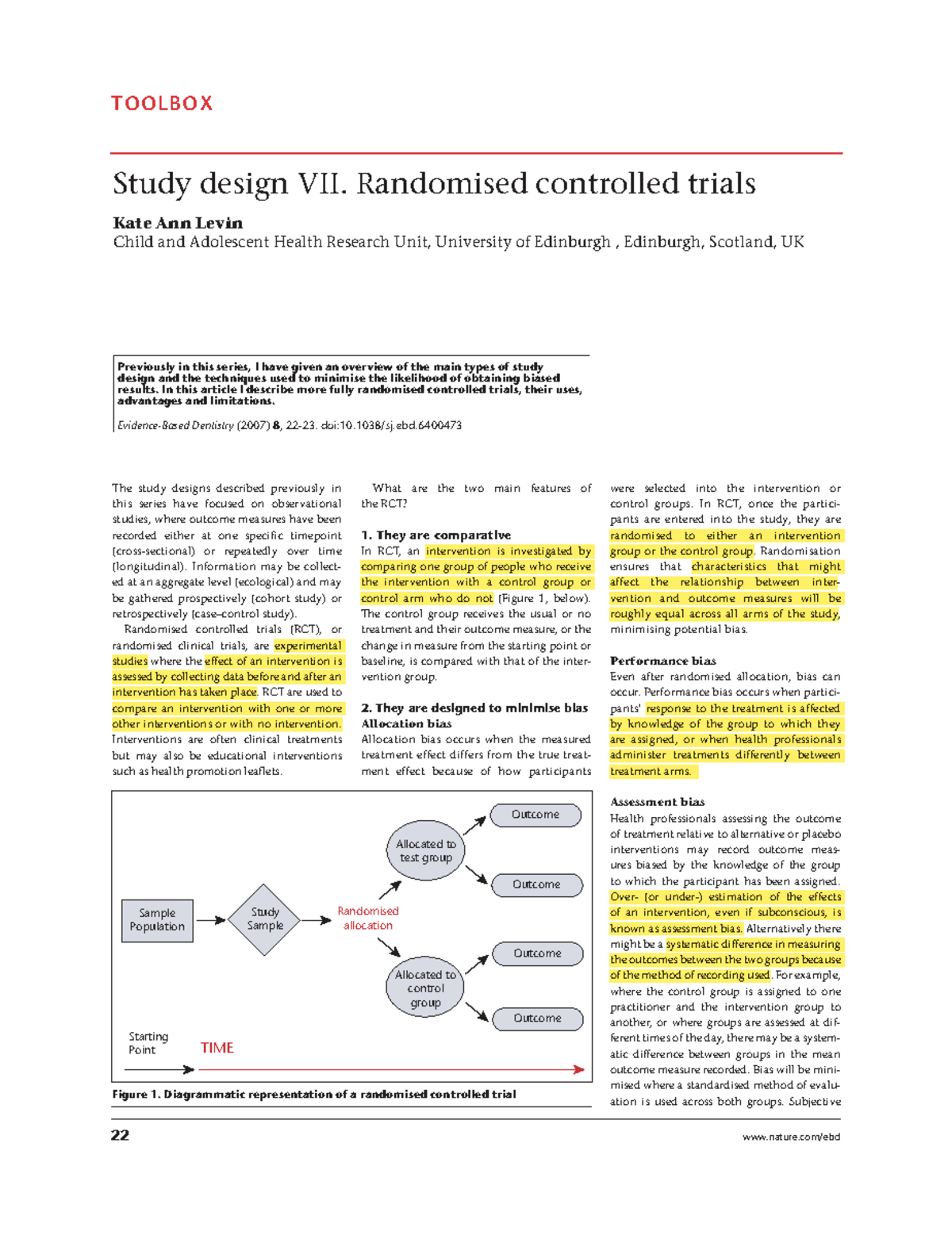 TOOLBOX Study Design VII: Randomised Controlled Trials (RCTs) - Studocu