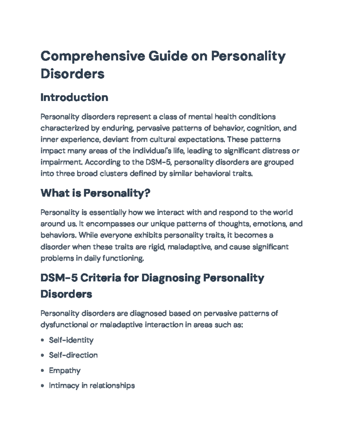 Comprehensive Guide to Personality Disorders and Their Management ...