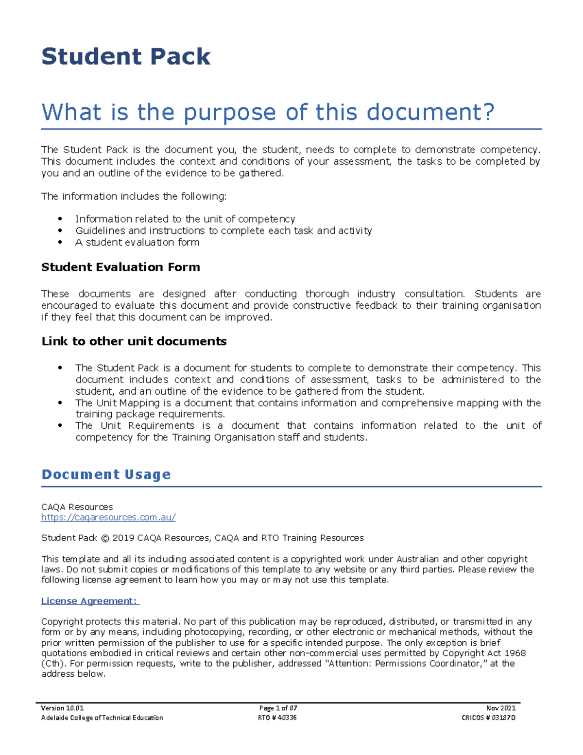 SITHCCC014 Student Pack V10: Competency Assessment Guidelines - Studeersnel