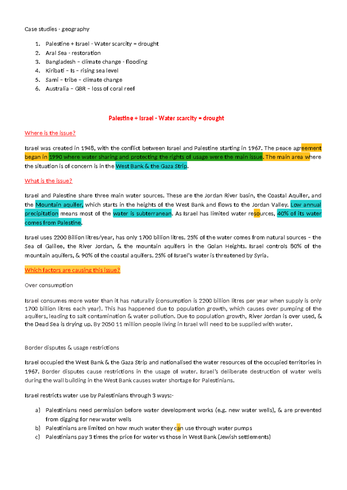 Geography Case Studies: Water Scarcity, Climate Change, and Ecosystems ...