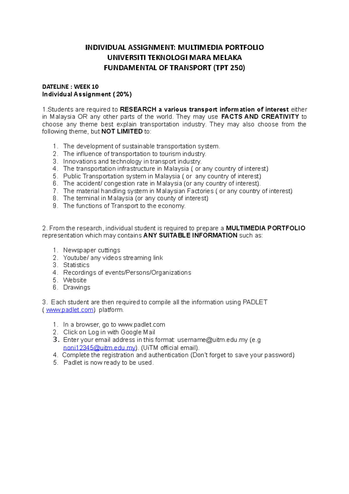 TPT Individual AND Group Assignment - April 2022 - INDIVIDUAL ...
