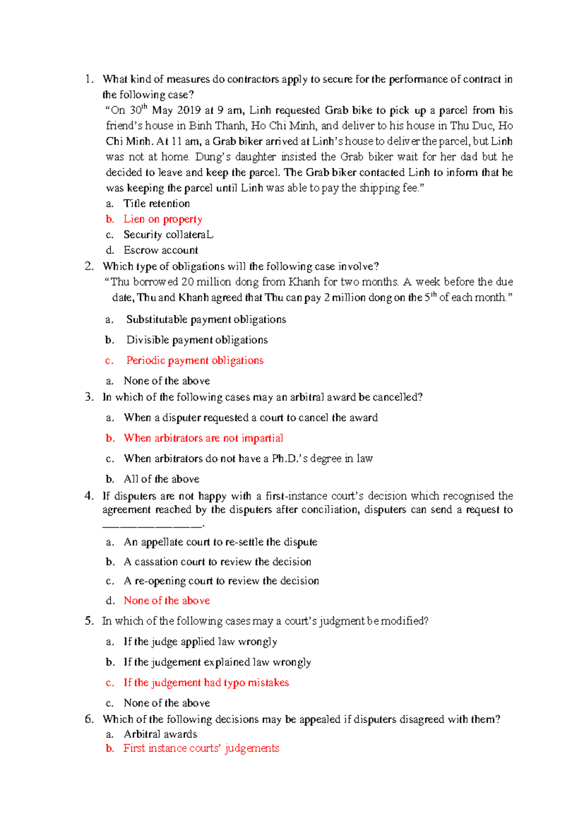 Final Exam MCQ Practice for Contract Law (Course Code: LAW101) - Studocu