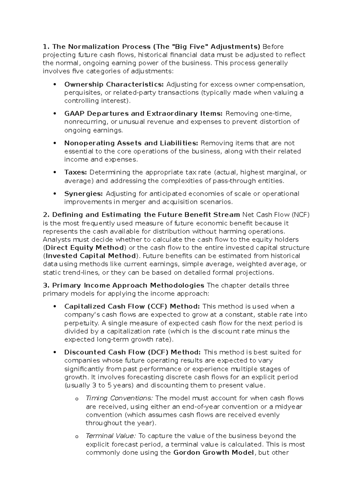 Chap 5 - Normalization Process & Income Approach Methods - Studocu