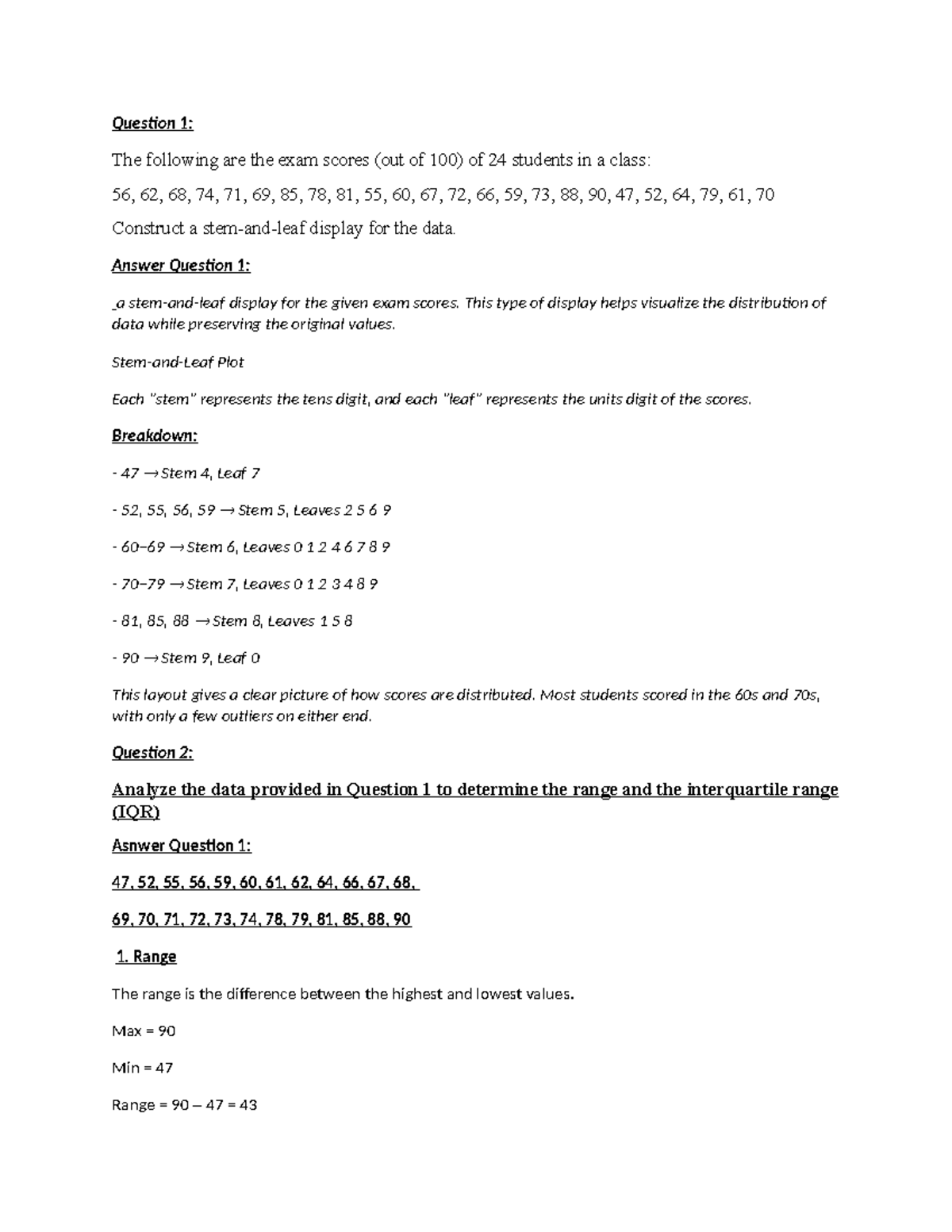 Assignment STA: Exam Scores Analysis and Statistical Calculations - Studocu