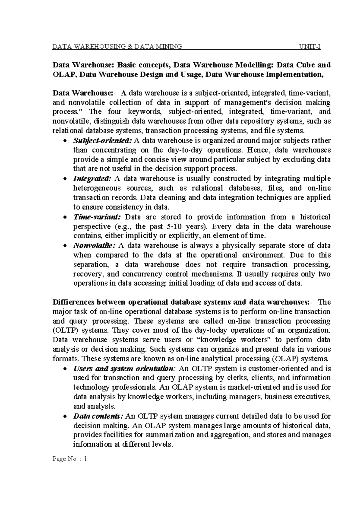DWDM 101: Data Warehouse Fundamentals & Modelling Techniques Notes ...