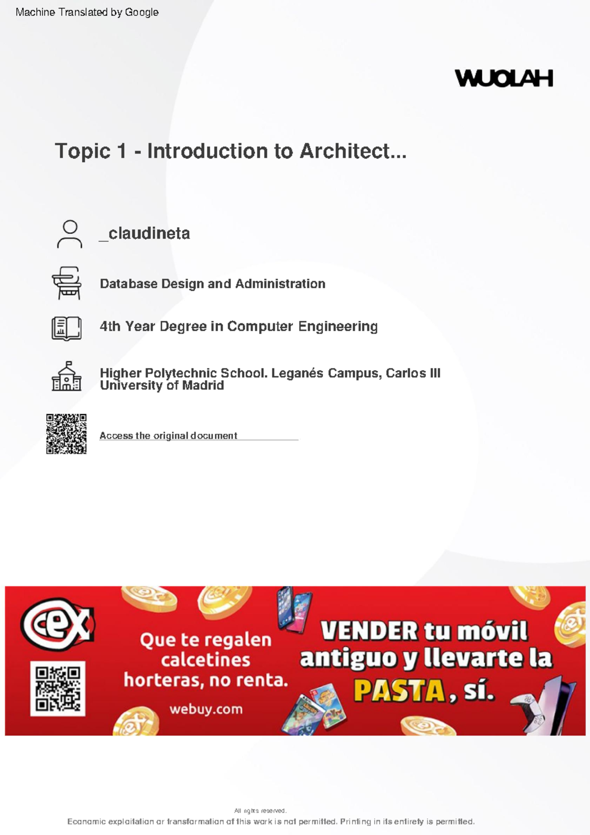Database Design and Administration (4th Year) - Topic 1: Data ...