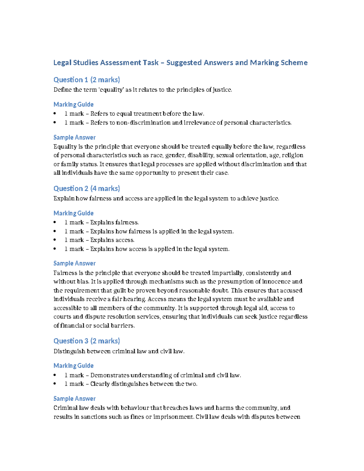 2025 LEGAL SAC Suggested Answers & Marking Scheme - Studocu