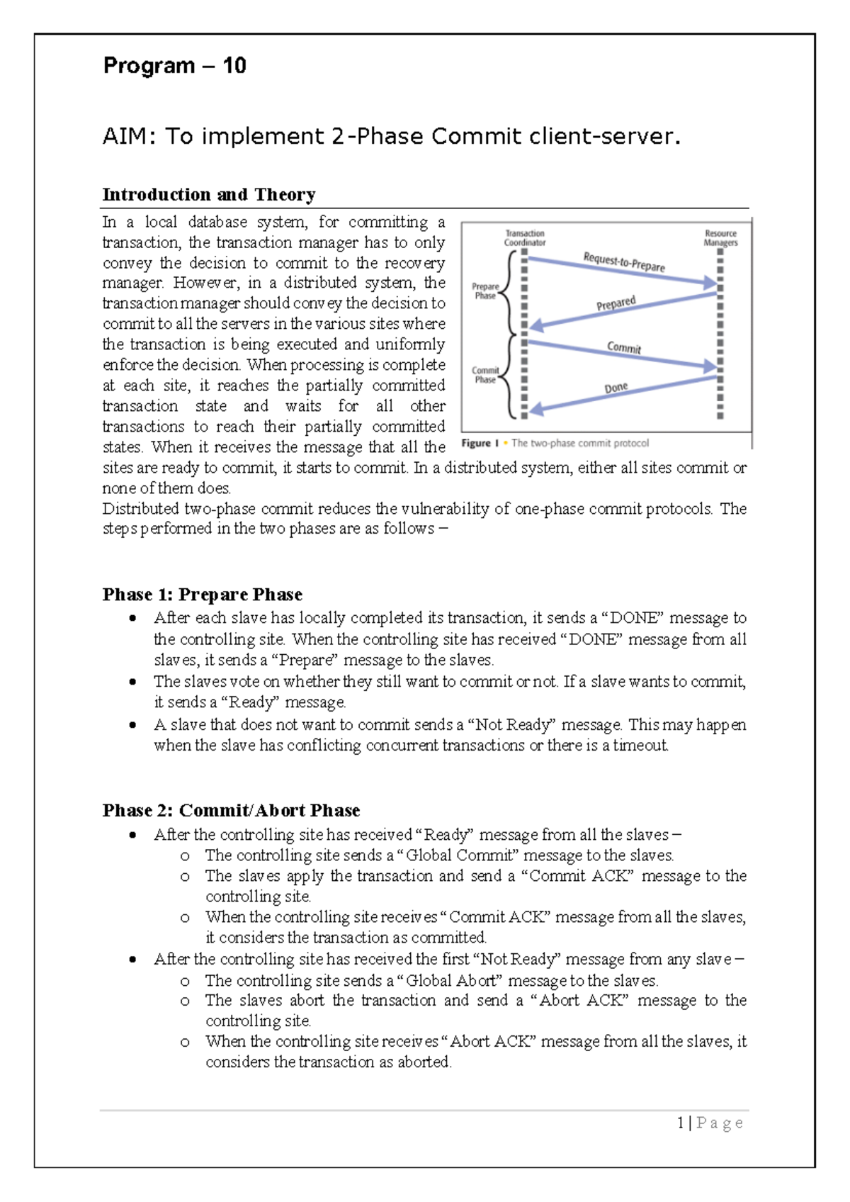 Lab 10 - Implementation of 2-Phase Commit Protocol - Studocu