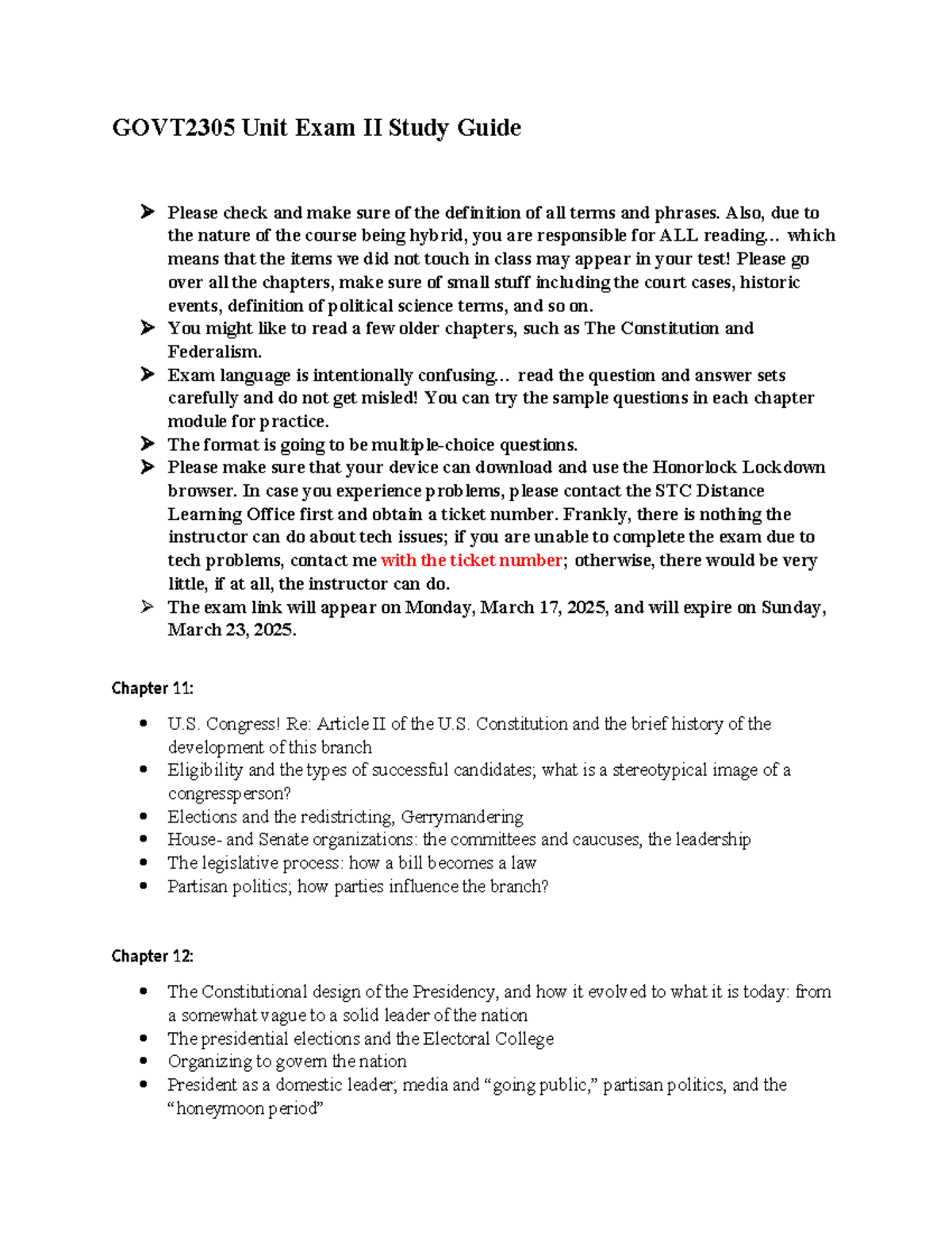 GOVT2305 Unit Exam II Study Guide: Key Concepts & Exam Preparation ...