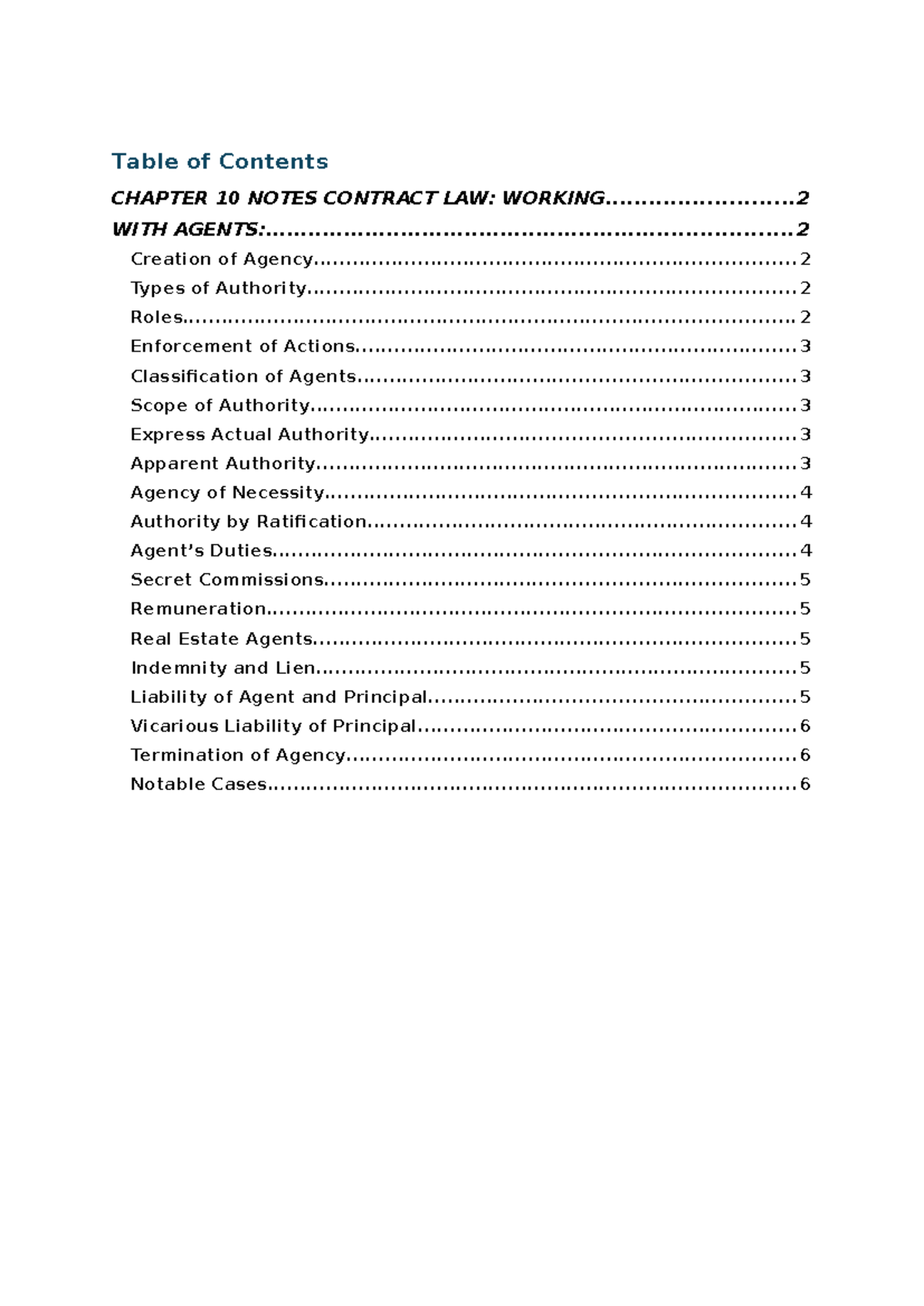 Chapter 10 LAW Notes: Contract Law & Agency Relationships - Studocu