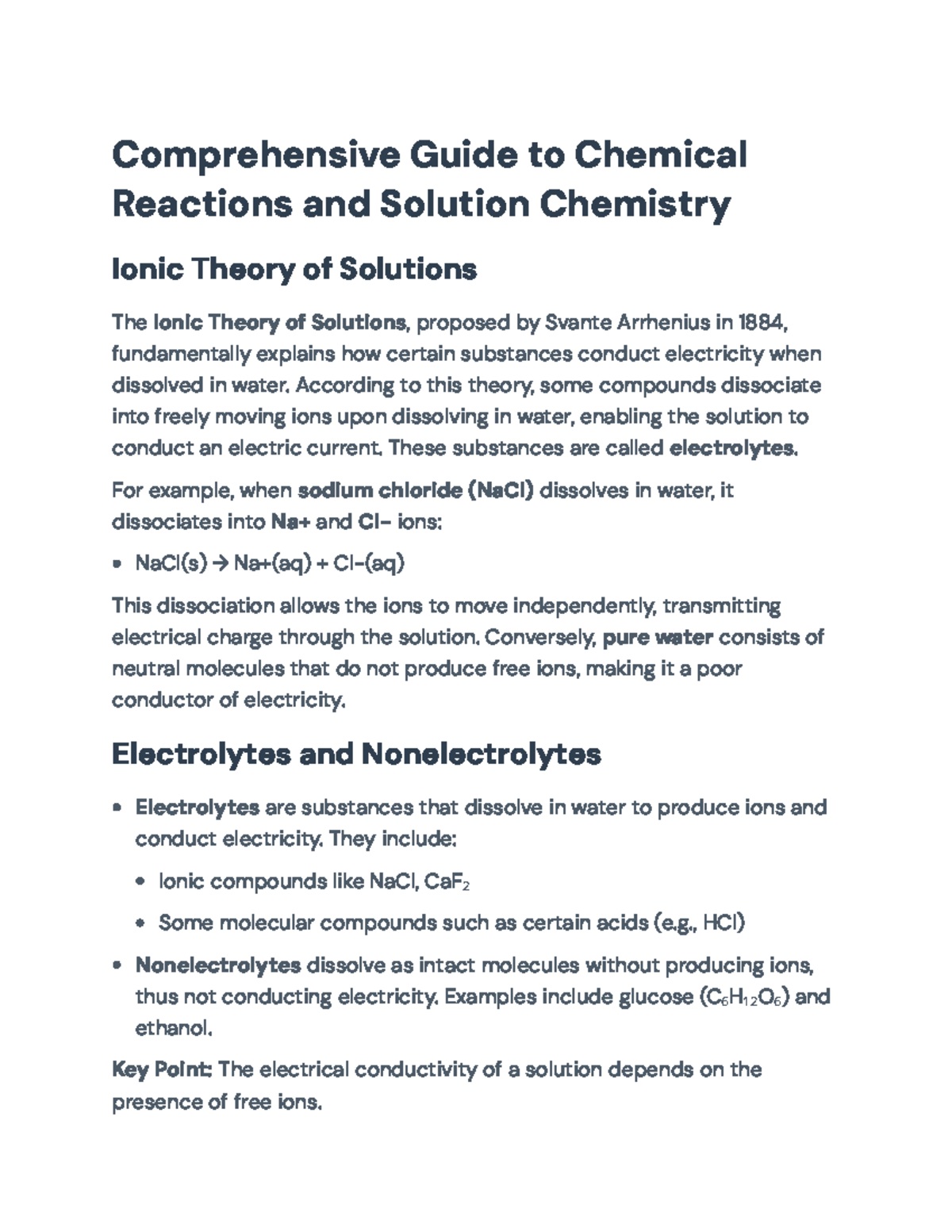 Comprehensive Guide to Chemical Reactions and Solution Chemistry (CHEM ...