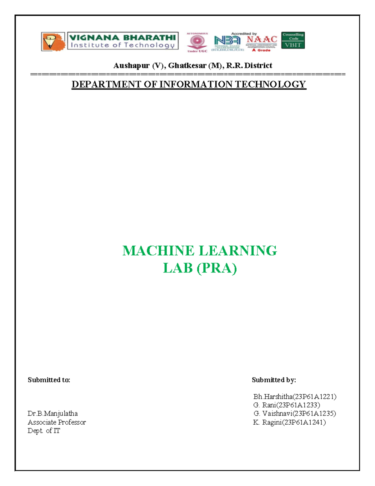 R Programming for Machine Learning: Lab Notes (ML 101) - Studocu