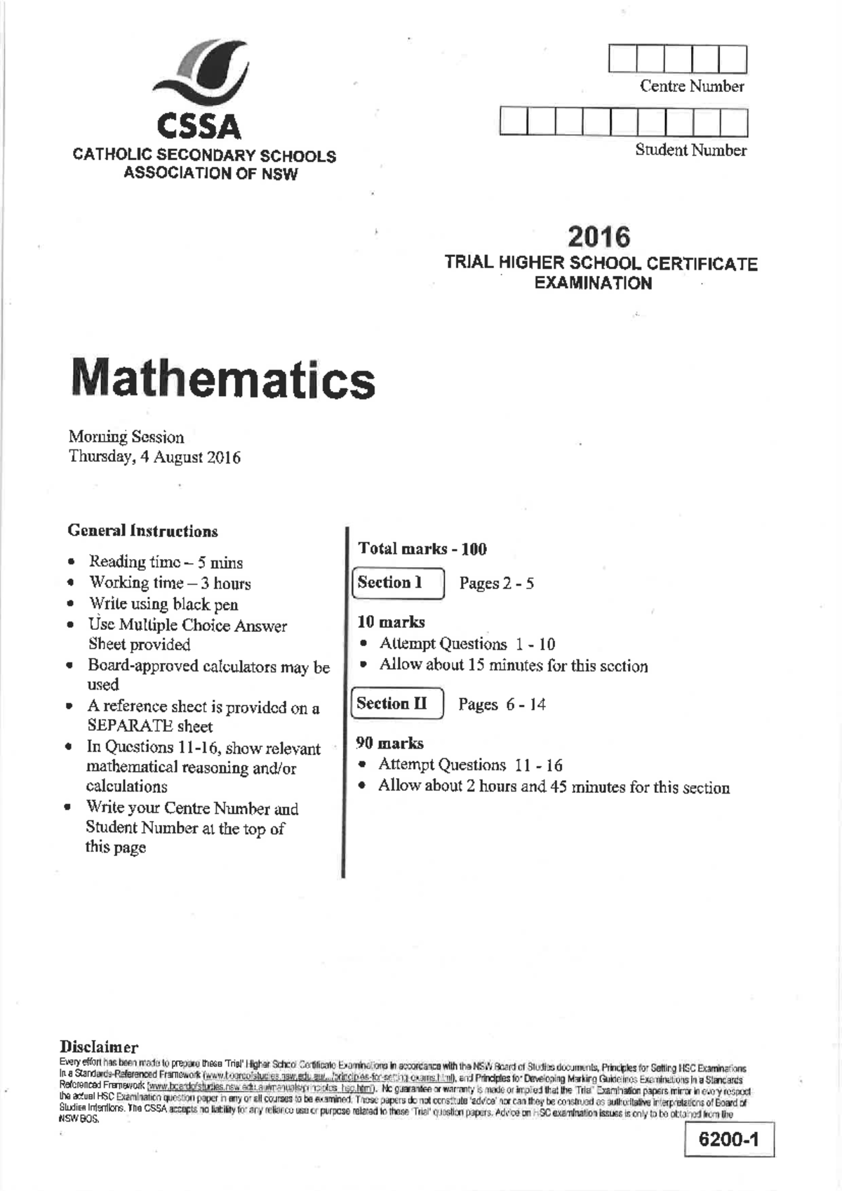2016 CSSA Trial Maths. Soln - Studocu