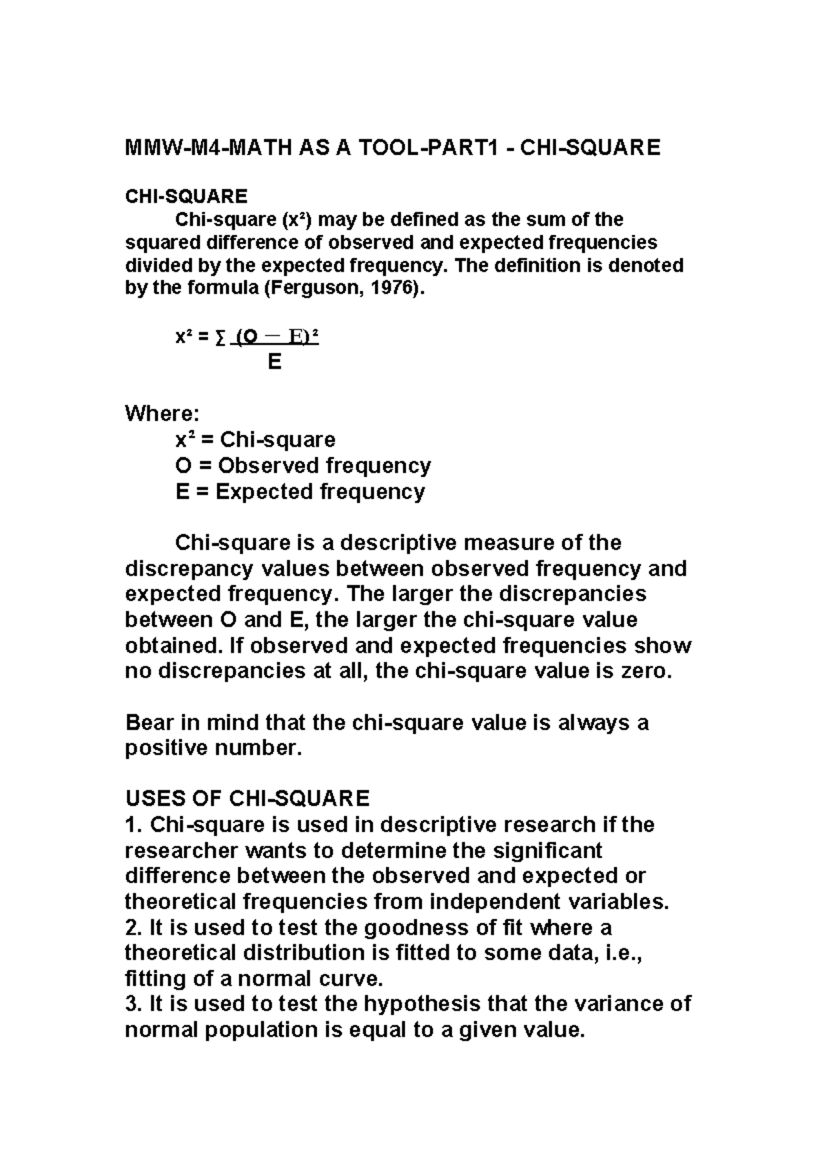 MMW-M4-MATH AS A TOOL-P1-CHI- Square - MMW-M4-MATH AS A TOOL-PART1 ...