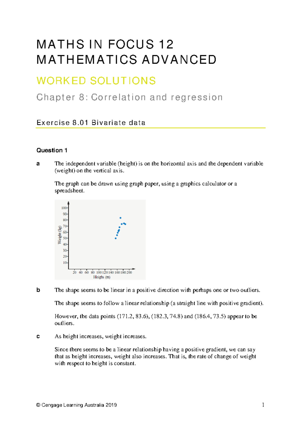 Chapter 8: Correlation and Regression Solutions (MATH 12) - Studocu