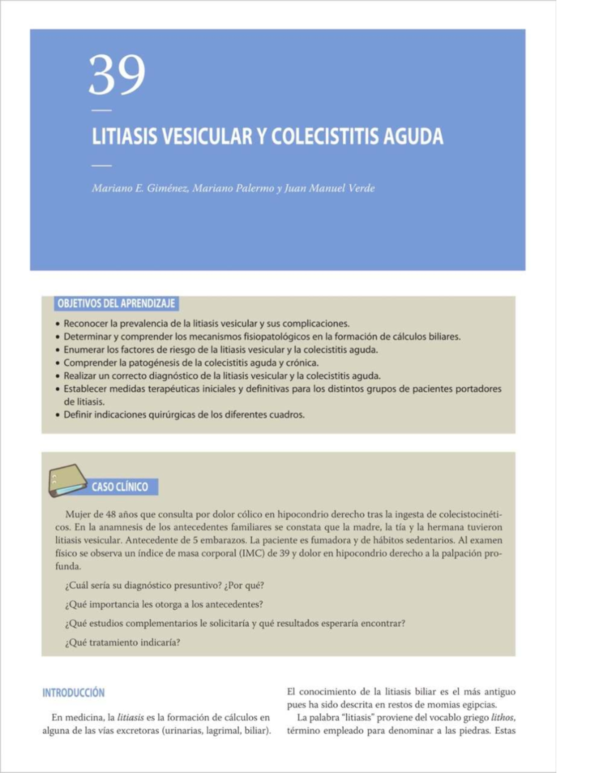 LITIASIS VESICULAR Y COLECISTITIS AGUDA: ESTUDIO Y DIAGNÓSTICO - Studocu