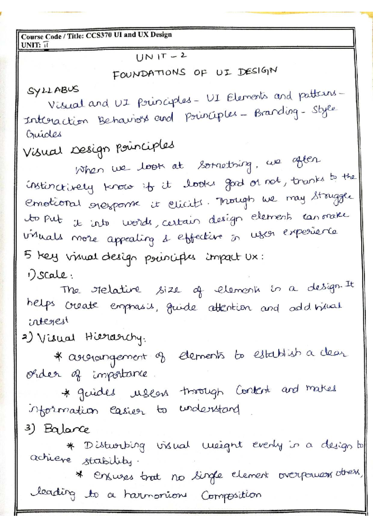 CCS370 UI and UX Design: Unit 2 Foundations of UI Design Notes - Studocu