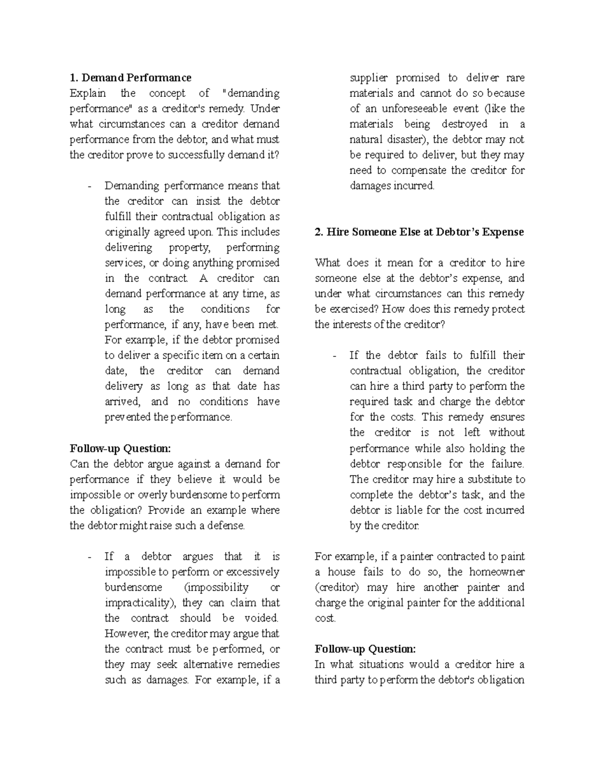 Formulated Questions - Demand Performance Explain the concept of ...
