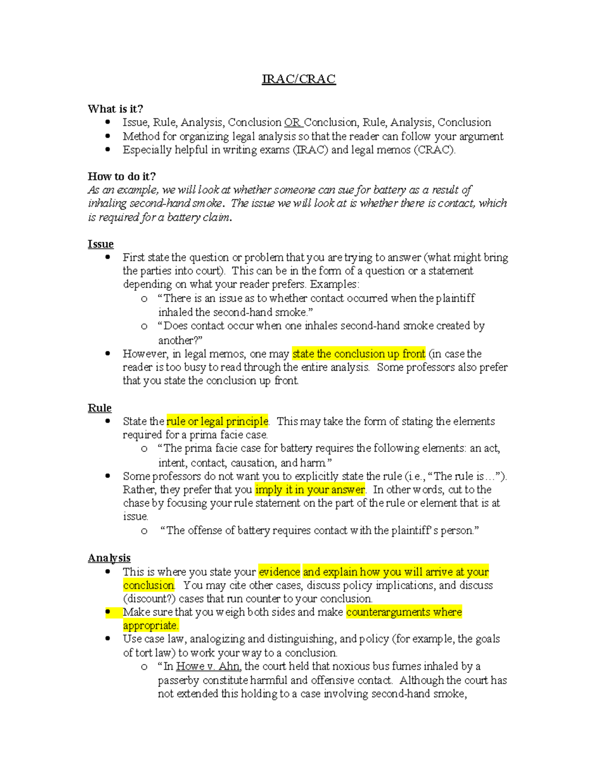 IRAC Method: How to Structure Legal Arguments Effectively - Studocu